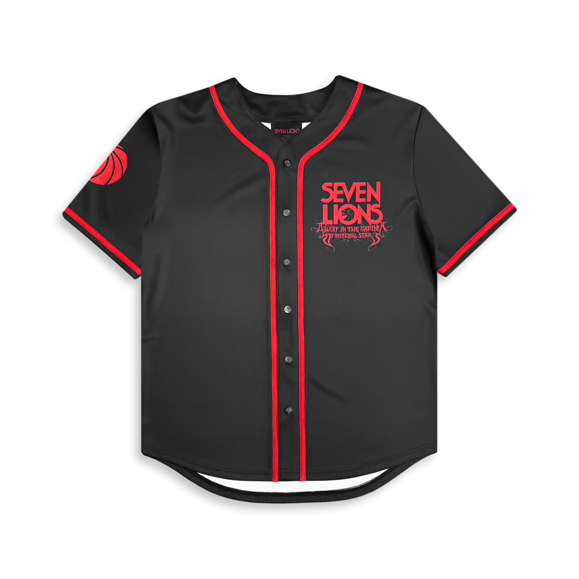 SEVEN LIONS - ASLEEP IN THE GARDEN - BLACK BASEBALL JERSEY
