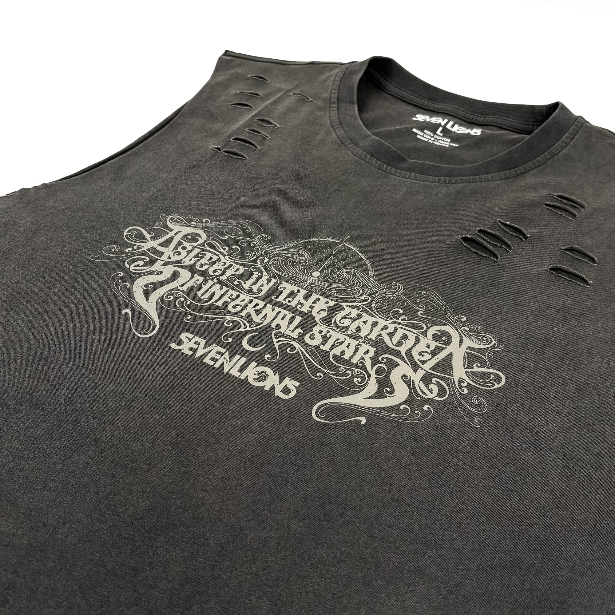 SEVEN LIONS - ASLEEP IN THE GARDEN DISTRESSED TANK TOP